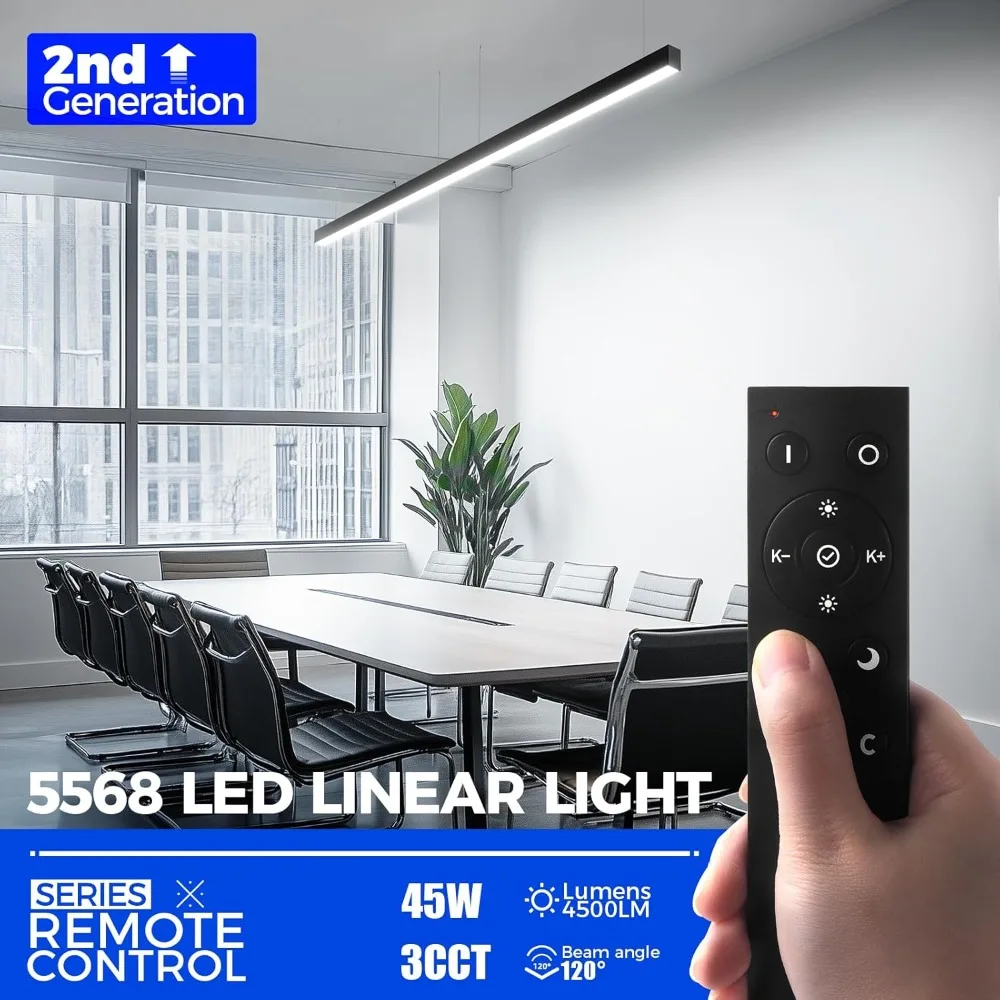 

5568 Remote Series LED Linear Light Fixture with Remote, 2nd-Generation, 4FT 45W Seamless Connection,