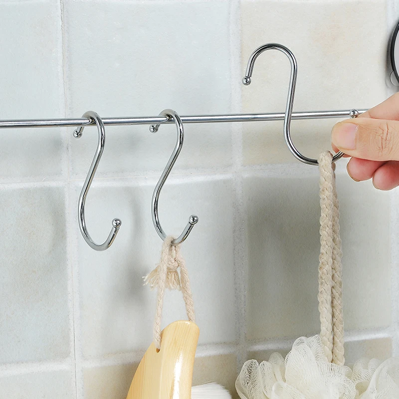 10/20pcs Stainless Steel S Shaped Hook Multi-function Hanging Hooks Kitchen Bathroom Clothing Hangers Clasp Holder Storage Rack