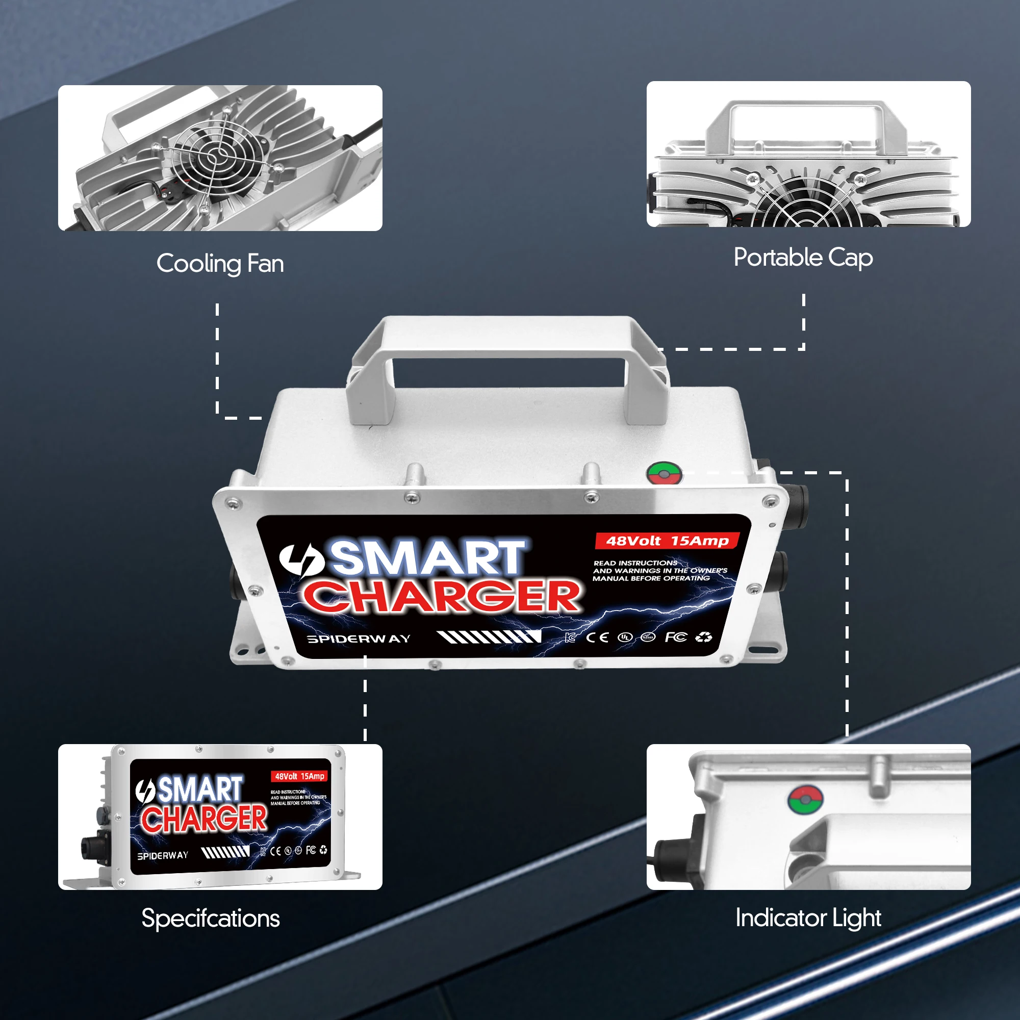 48 فولت 15 أمبير عربة جولف شاحن بطارية D نمط التوصيل ل EZGO TXT عربة جولف IP67 مقاوم للماء بطاريات الرصاص الحمضية #4