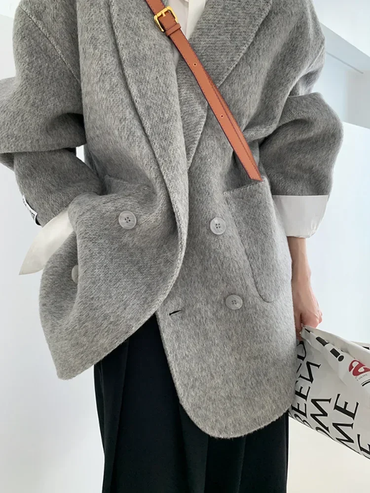 2023 Autumn Short Double Sided Wool Coat Women's Loose Korean Woolen Suit Coats for Women Clothing Female New in Outwear Spring