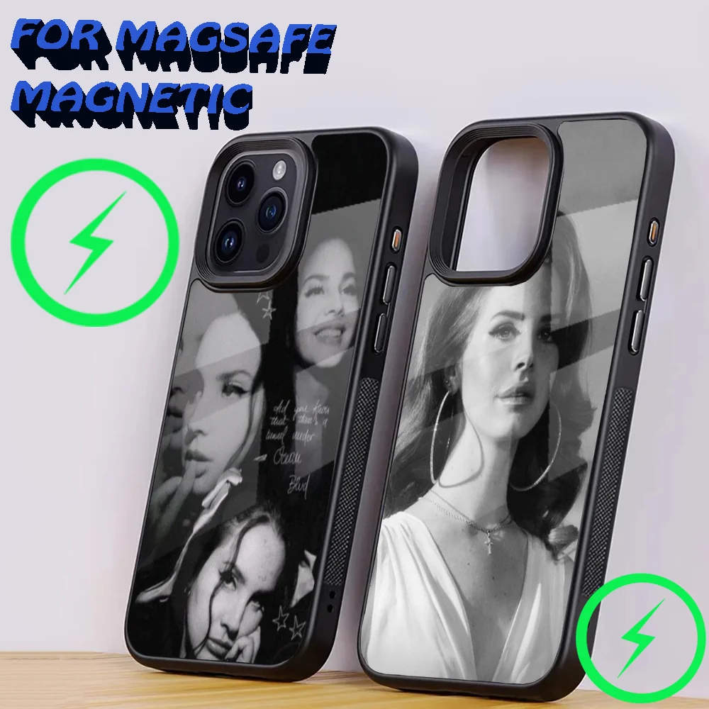 Singer L-Lana Del Rey Black Beauty Phone Case For iPhone 16,15,14,13,12,11,Plus,Pro,Max Mini Magsafe Magnetic Wireless Charging