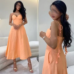 Customized  Evening Prom   Jersey Draped Formal  A-line Spaghetti Strap Bespoke Occasion Gown Midi es