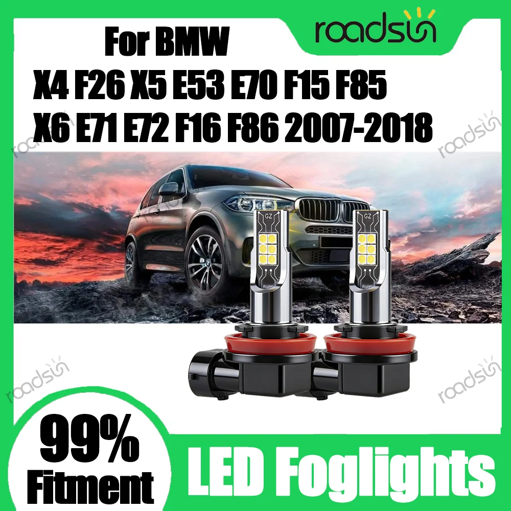 2 Stück 100W Canbus LED Auto-Nebelscheinwerferlampen 3000K Warmgelbe Lichter für BMW X4 F26 X5 E53 E70 F15 F85 X6 E71 E72 F16 F86 2007-2018