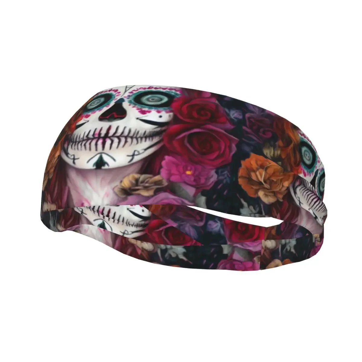 Custom Mexican Skull Sport Headbands for Women Men Stretchy Moisture Wicking Gym Sweatband