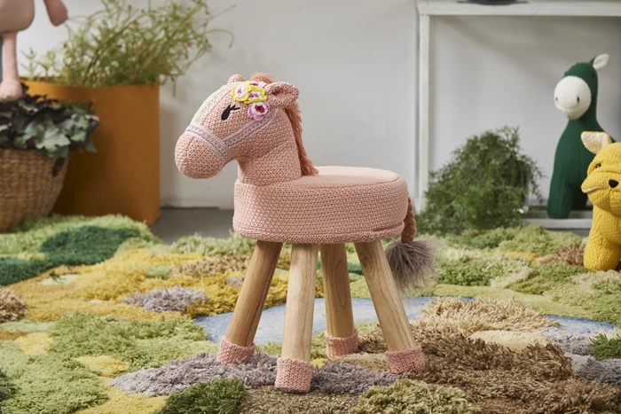 Exclusive Patent Design Washable Seat Cover Kid's Room Children Stool Cute Animal Pony Horse Kid's Kindergarten Chair Toy