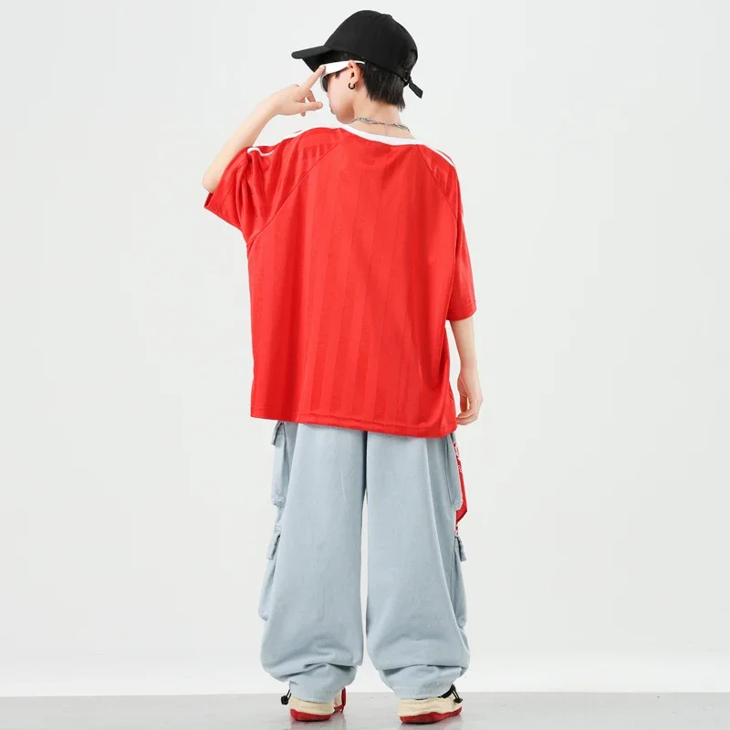 Enfants Cool Streetwear garçons Hip Hop T-shirt ample danse de rue Cargo pantalon filles k-pop Jogges enfants adolescents ensembles de vêtements d'été