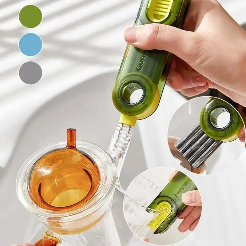 3 In 1 Tiny Bottle Cup Lid Detail Brush Straw Cleaner Tools Multi-Functional Crevice Cleaning Brush Water Bottle Cleaning Brush