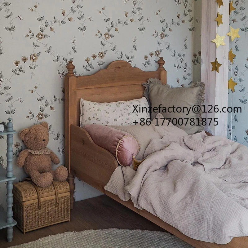 Factory Direct 2026 Top Rated Solid Wood Guardrail Children's Bed French Retro Medieval Small Apartment Sled Bed