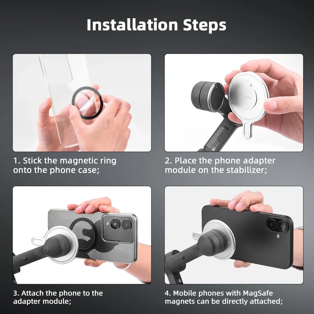 Flymile Magsafe محول ل DJI OM 7P/Osmo موبايل 6 مثبت Gimbal المغناطيسي جبل حامل هاتف لوحة معدنية حلقة الملحقات