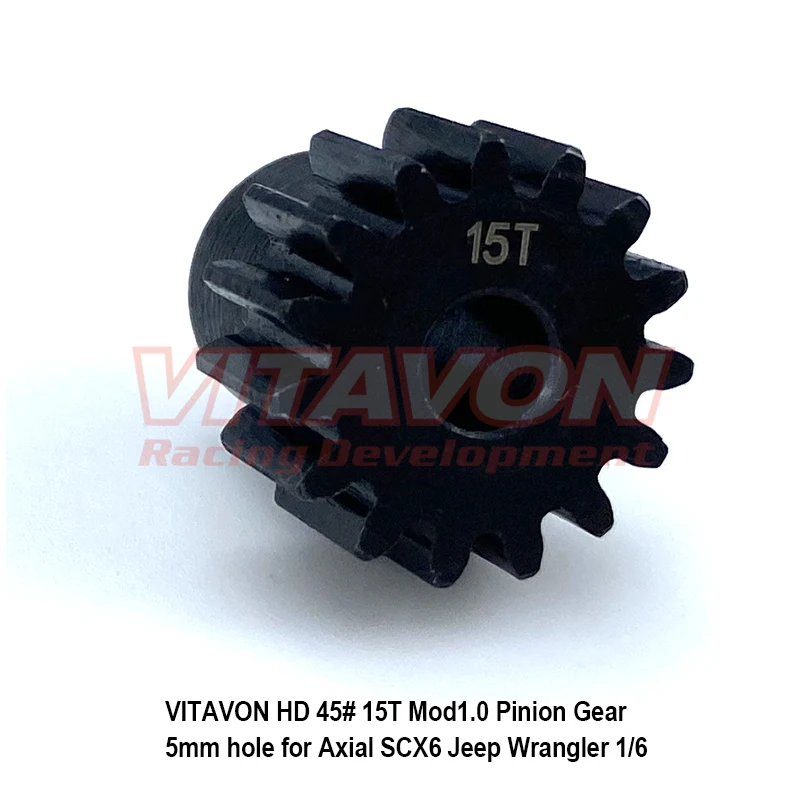 VITAVON HD 45# 15T Mod1.0 Pinion Gear 5mm hole for Axial SCX6 Jeep Wrangler 1/6