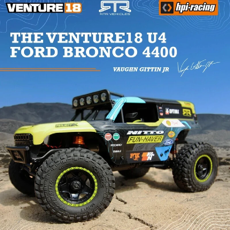 HPI Venture RC Car Replica in scala 1:18 U4 Bronco 4400 4WD Crawler fuoristrada elettrico senza spazzole - Ottimo regalo per bambini e adulti