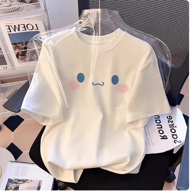 2026 Summer Cinnamoroll Printed Casual Loose T-shirt Parent-child Vintage Fashion Harajuku Casual Street Tees Aesthetic Tops