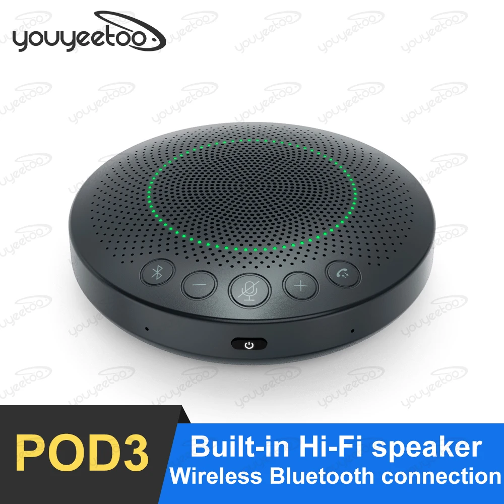 

POD3 Bluetooth Speakerphone Conference Microphone Omnidirectional Computer Mic Pickup Touch-Sensor Button Support Voice Location