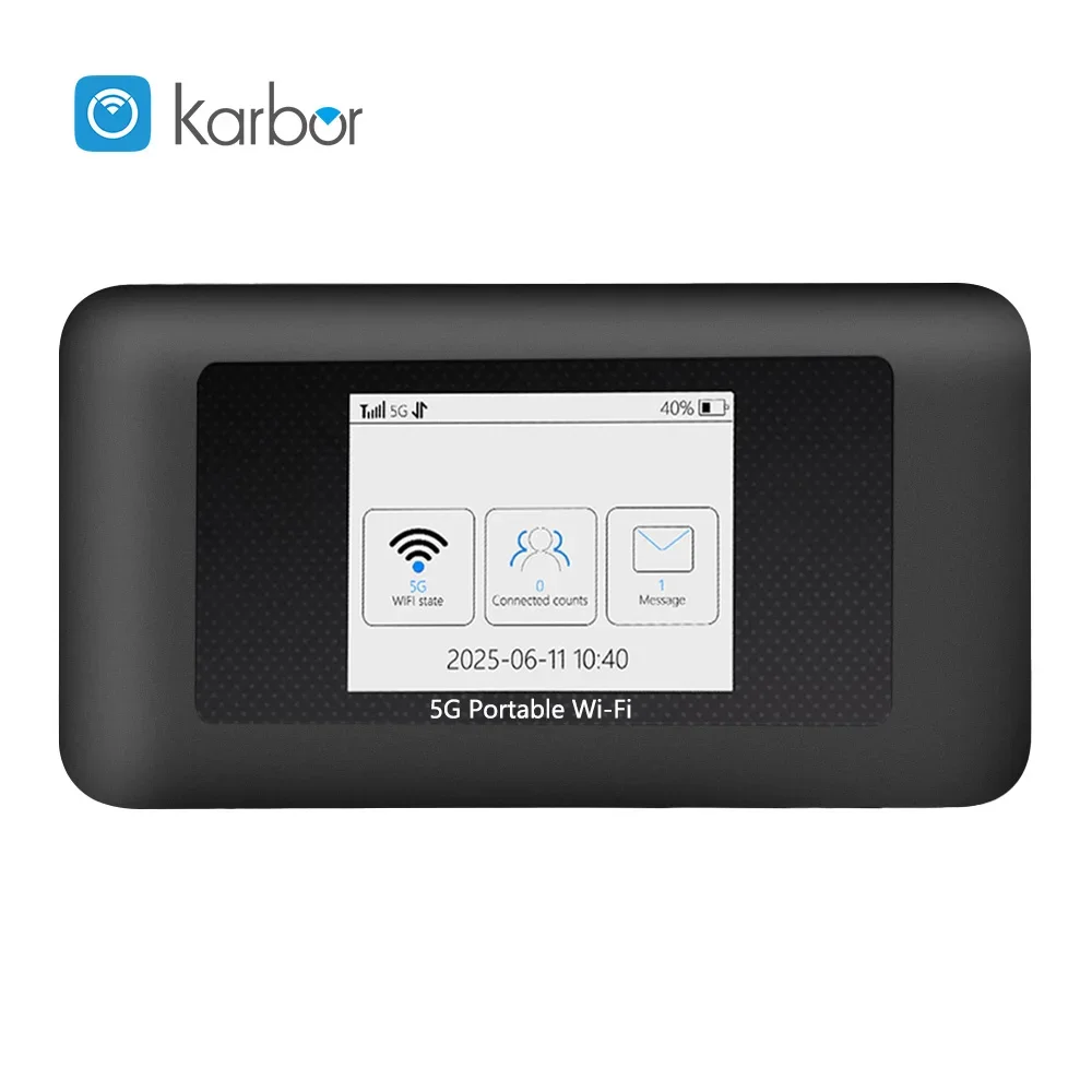 2026 Karbor 5000mAh 5G Dual-Band Portable WiFi Router 72H Streaming Hotspot With SIM Slots For SOHO Supports VoIP And VPN
