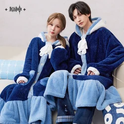 Game Genshin Impact Neuvillette Cosplay Costume Couple Pajamas Anime Character Eye Patch Cartoon Home Hooded Robe Play Original