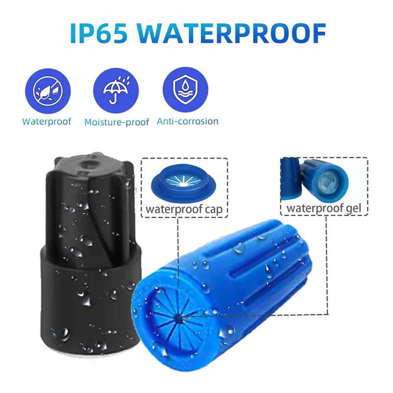 

ABVJ-Waterproof Outdoor Wire Electrical Connectors 22AWG-12AWG-60PCS Sealant Twist Nuts Caps Cable Terminal Connector Gel