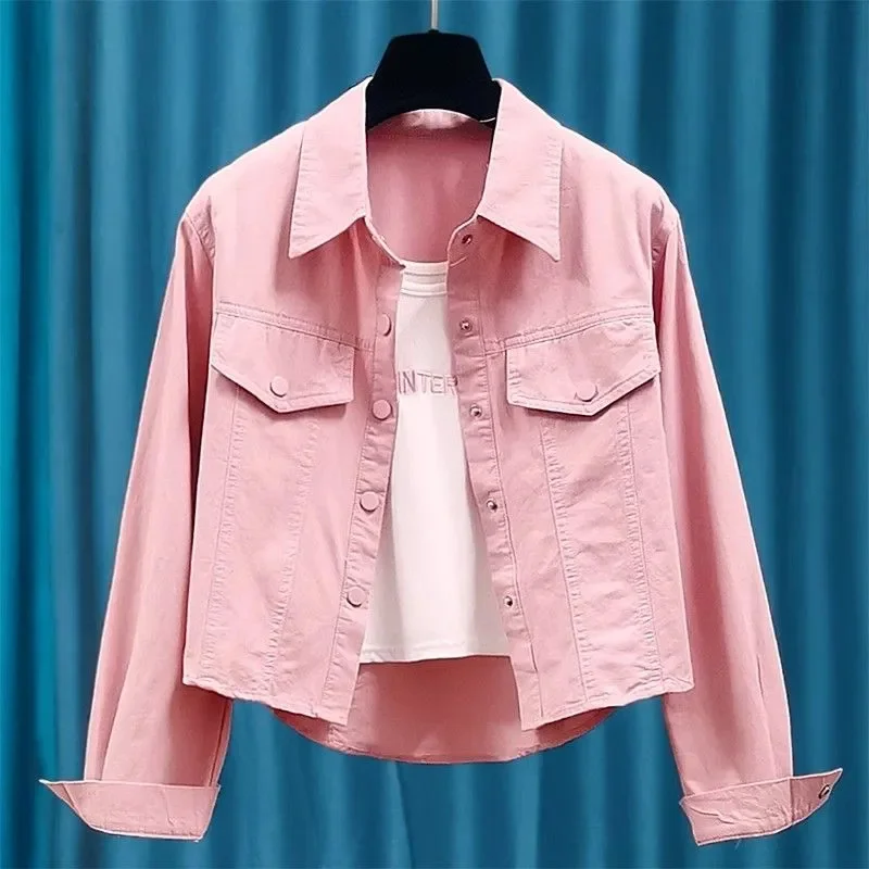 2025 สั้นลําลองแขนยาว,เสื้อแจ็คเก็ตสีทึบ,ผู้หญิงต้นฤดูใบไม้ร่วงChic,แฟชั่นและChic, anti-Aging Top Trend