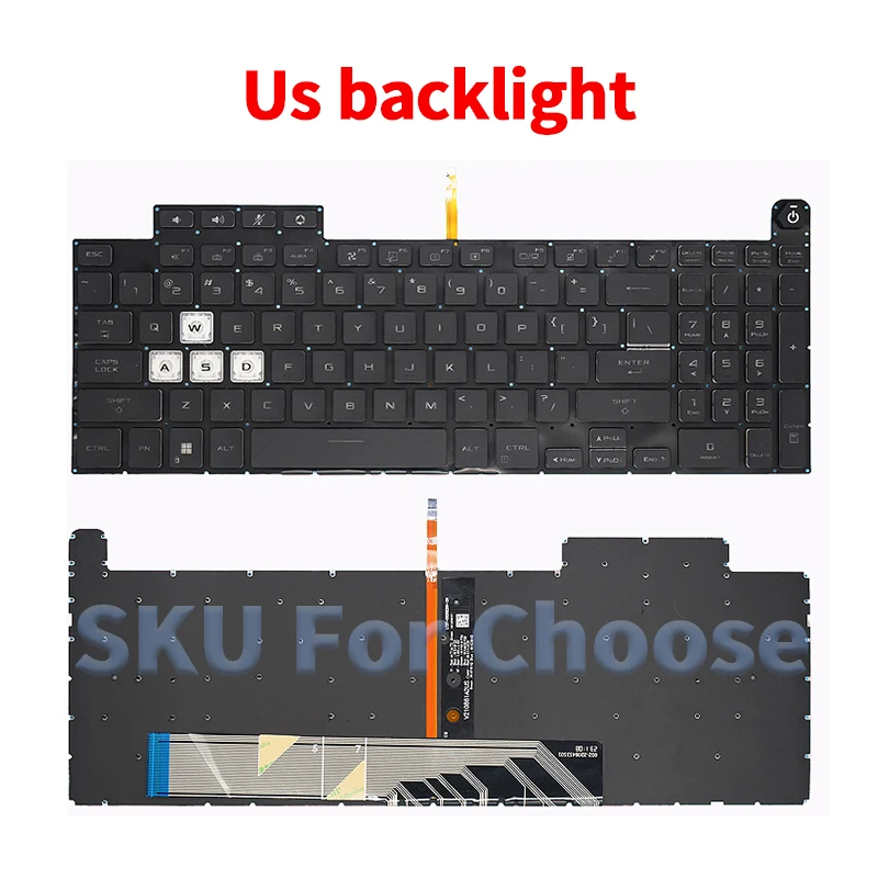 US New Replace Backlight Keyboard For ASUS TUF FA507 FA507R FX507ZC FX507Z FX517 FX507ZM FA507RE FX707 FX707ZM FA707