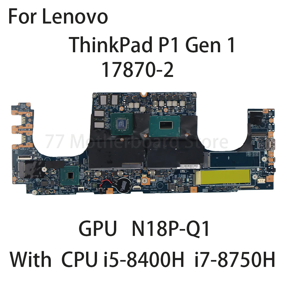 Płyta główna do laptopa Lenovo ThinkPad P1 Gen 1 17870-2 z procesorem i7-8750H i5-8400H GPU N18P-Q1 P1000 Płyta główna 01YU927 01YU935