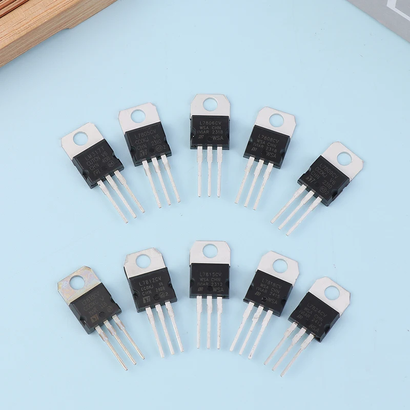 50Pcs TO-220 Series Transistors High Power Three-Terminal Voltage Regulator Transistor Tool