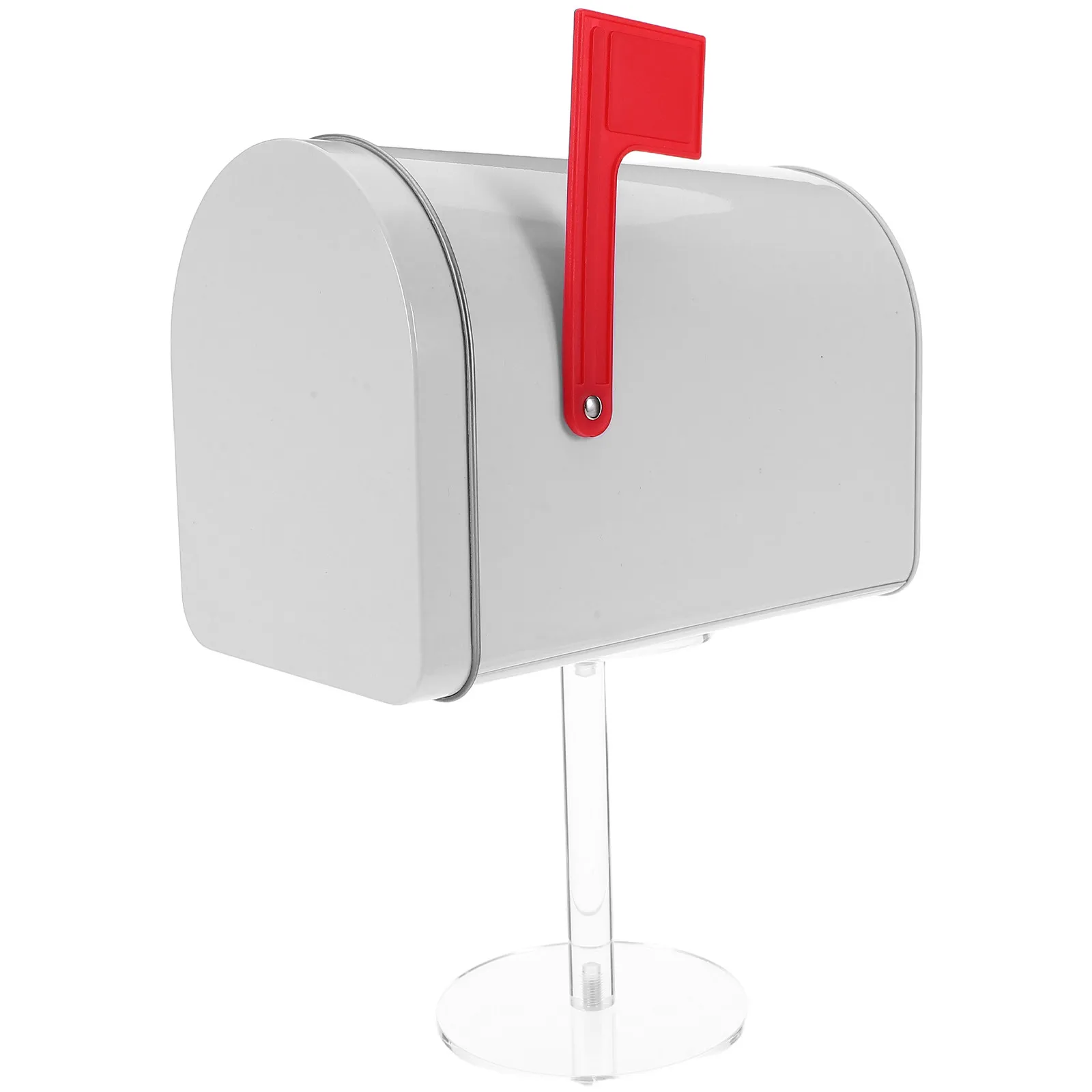 Mini Waterproof Metal Mailbox Iron Post Box Outdoor Mounted Suggestion Tip Donation Letter Box Home Office Lawn Decor White