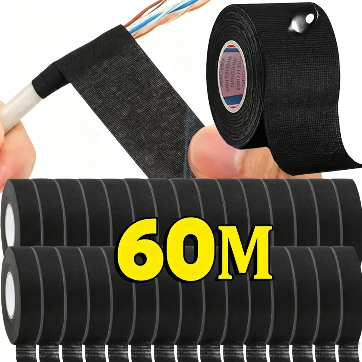 fita-de-tecido-eletrica-15-30-60m-resistente-ao-calor-para-isolamento-de-chicotes-de-fios-automotivos-fita-adesiva-impermeavel-para-enrolamento-de-fios