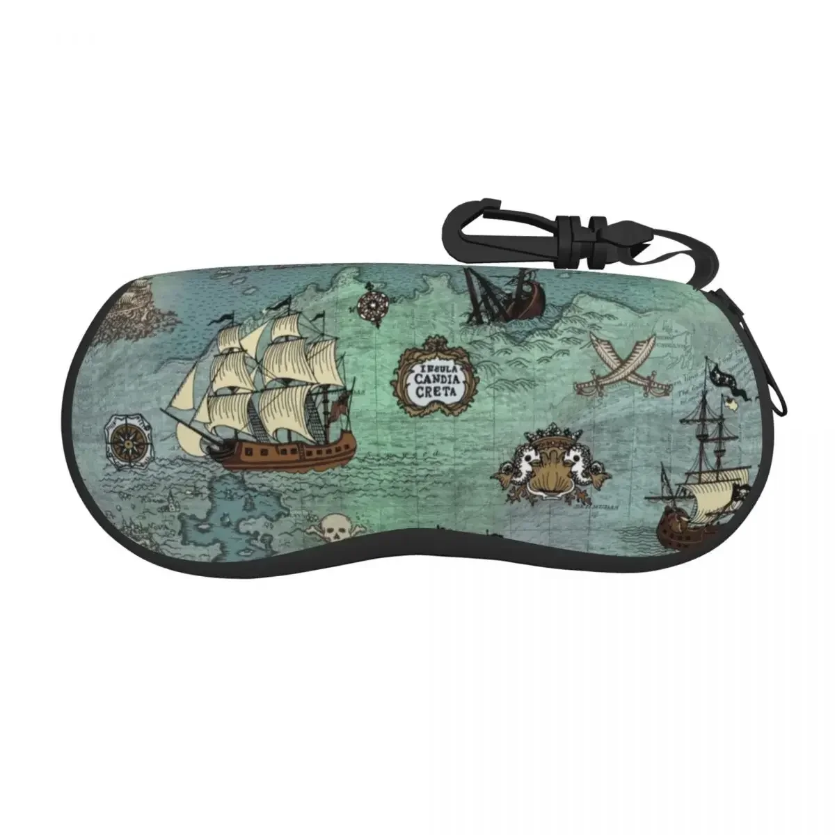 Custom Map Nautical Sea Print Shell Glasses Case Unisex Fashion Skull Sailor Eyeglasses Case Sunglasses Protector Box