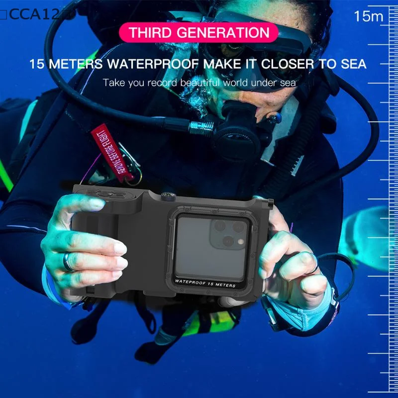 Sarung Ponsel Tahan Air & Perumahan & Tali Penyandang Premium Berenang 50 Kaki Menyelam 15M untuk Ponsel IPhone Samsung 6.8"