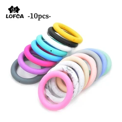 LOFCA-Anillo de dentición redondo para bebé, cuentas de silicona de grado alimenticio, mordedor de silicona sin BPA, accesorio colgante para collar DIY, 65mm, 10 Uds.