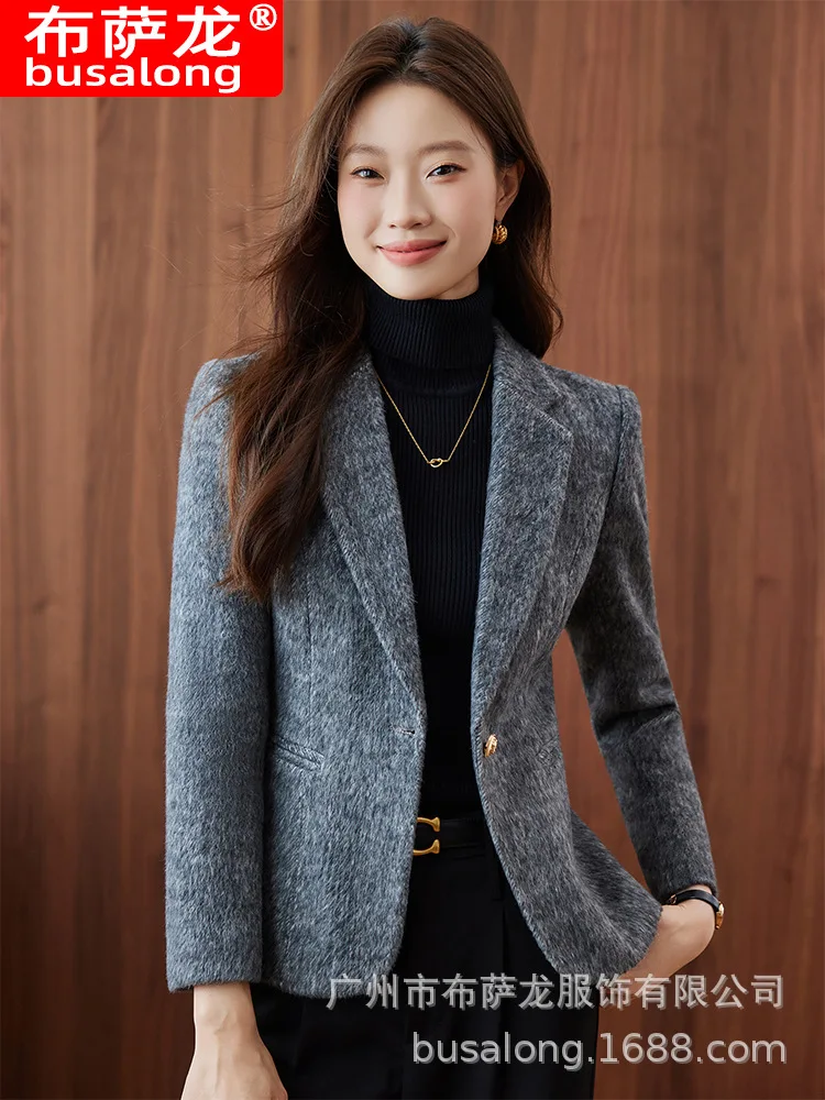 2025new elegante moda terno casual feminino manga longa blazer profissional formal jaqueta única workwear8660