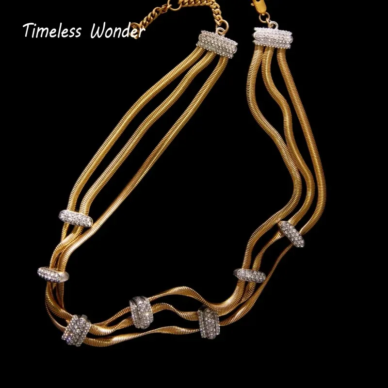

Timeless Wonder Retro Zircon Snake Chains Pave Necklace Women Designer Jewelry Rare Top Trendy Vintage Gift Sweet Set 2614