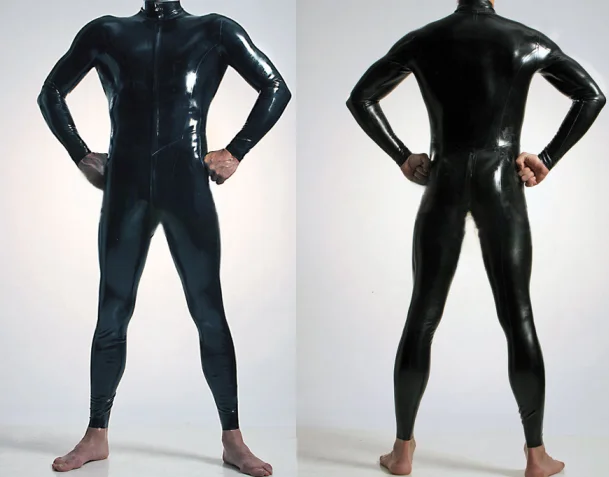 Latex Rubber Anzug Cosplay Catsuit Schwarz Bodysuit Zentai 0.4mm S-XXL