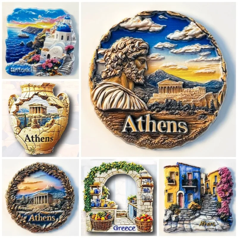 الهدايا التذكارية اليونانية أثينا معبد الباثرينون سانتوريني مغناطيس الثلاجة ديكور المنزل هدايا الزفاف زيوس ملصقات الثلاجة #1