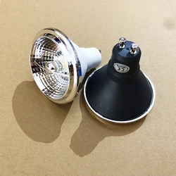 고출력 COB LED 스포트라이트 전구 램프, AC85-265 LED 오목한 천장 램프, 실내 조명, 따뜻하고 차가운 흰색, GU10, 7W, AR70, GU10