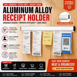 Aluminum Alloy Wall Mounted Sticked Take-out List Receipt Clip Hanging Ticket Order Invoice Paper QR Holder Restaurant Menu Clip