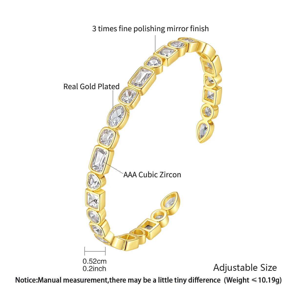 LUOTEEMI جديد وصول تشيكوسلوفاكيا سوار قابل للتعديل موضة بسيطة مفتوحة الإسورة للنساء فتاة هندسية مجوهرات فستان الحفلات الديكور #3
