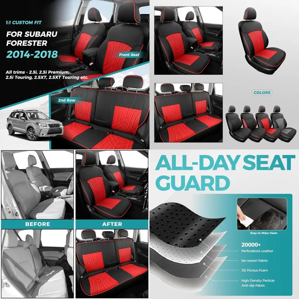 

for Subaru Forester Seat Covers 5 Sets, Custom Fit for Subaru Forester 2014 2015 2016 2017 2018, Waterproof Faux Leather Seat Co