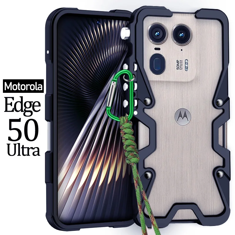 Luxury aluminum alloy hollow heat dissipation Back Cover For Motorola Edge 50 Fusion 50 Pro 50 Ultra Military shockproof Case