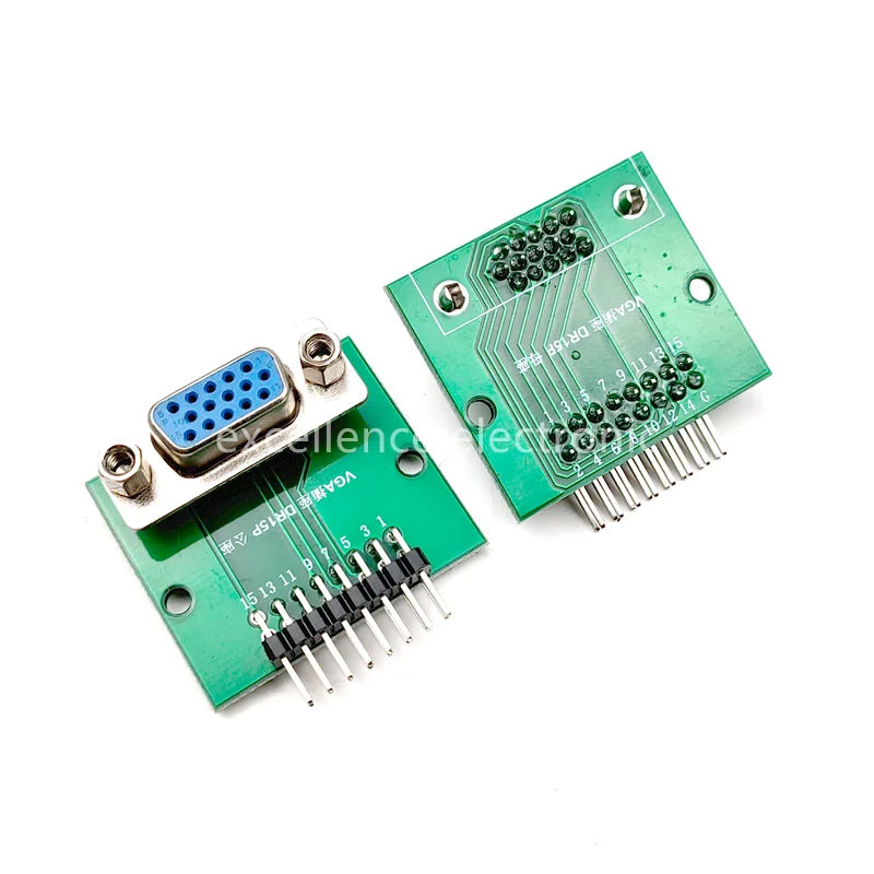 1PCS Vertical DR15 with Fixed Screw to Dip 2.54mm Interface Test Board D-sub VGA Male / Female Socket PCB Conversion Board