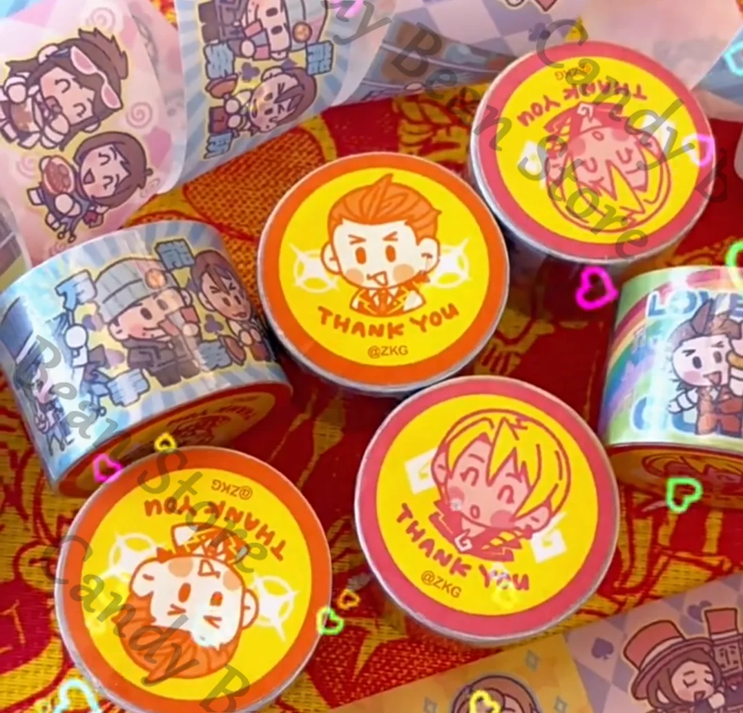 Ace Attorney Anime Miles Edgeworth Apollo Justice Klavier Gavin Cosplay Doujin Printing Washi Tape Cartoon Masking Tapes Xmas