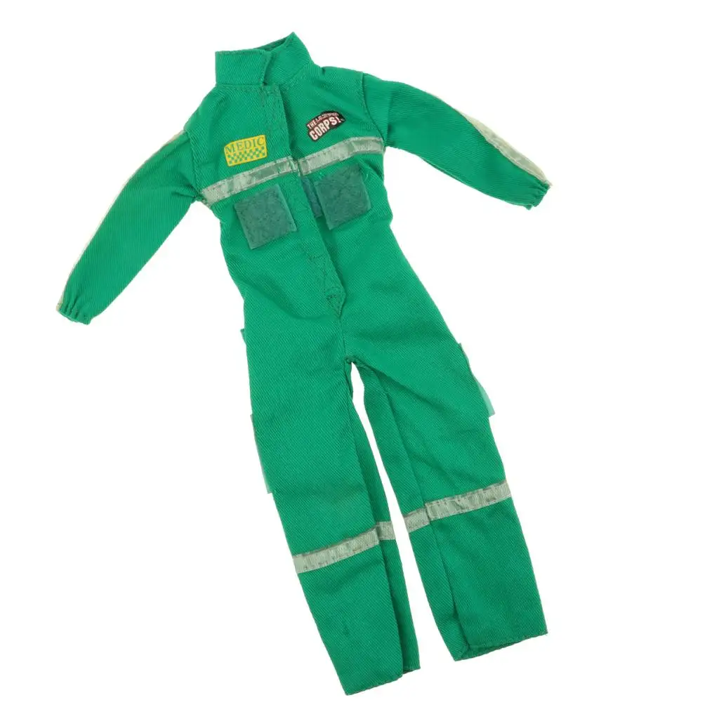 Traje de disfraz de bombero para muñecas, ropa nueva, 6 soldados, accesorios para muñecas, regalos, Verde