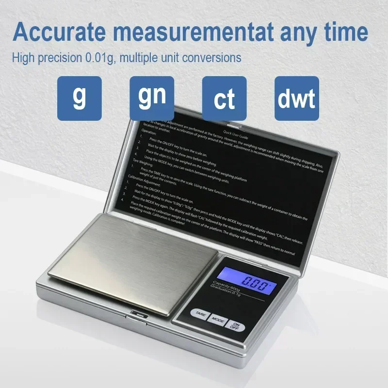 Jewelry Scales for Gold Sterling Silver Digital Scale Gram Electronic Scales 100g/200g/300g/500g/1000g X 0.01g/0.1g Mini Pocket