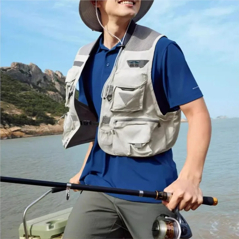 Outdoor Tactical Camping Pocket Fishing Vest Multifunctional Pocket Fly Fishing Jacket Casual Fashionable Unisex Fishing Gear
