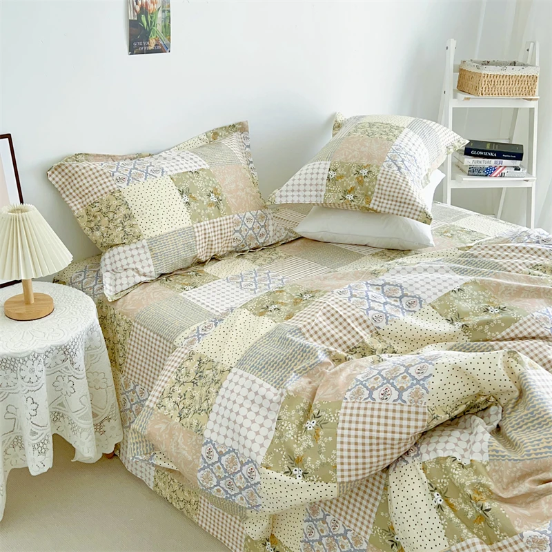 

Nordic Cotton 4-Piece Bedding 3-Piece Set Soft Comfortable Pillowcase Duvet Cover Bed Hotel Fitted Breathable Sheet Modern Flat