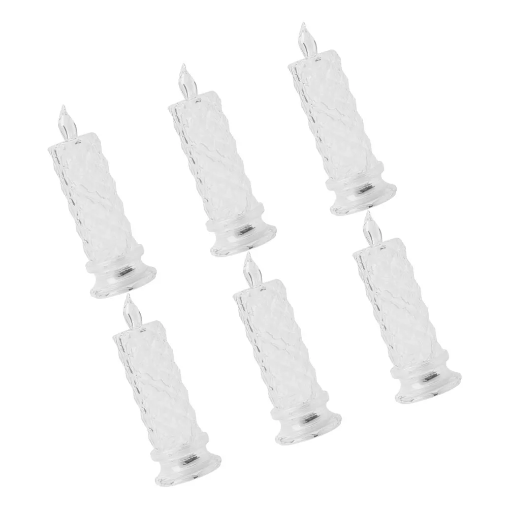 

6Pcs LED Crystal Rose Candlestick Operated Flameless Electric Light Decoration Party Wedding Table Lamp Ornament