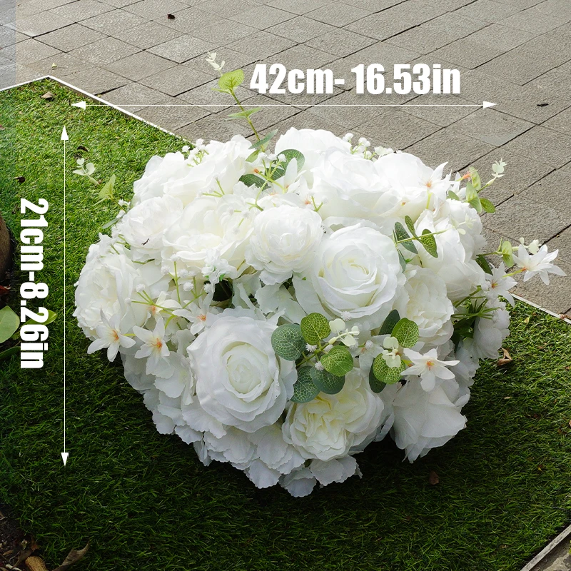 30/40cm White Baby Breath Rose green leaf Artificial Flower Ball Wedding Table Centerpiece Deco Floral Event Party Prop