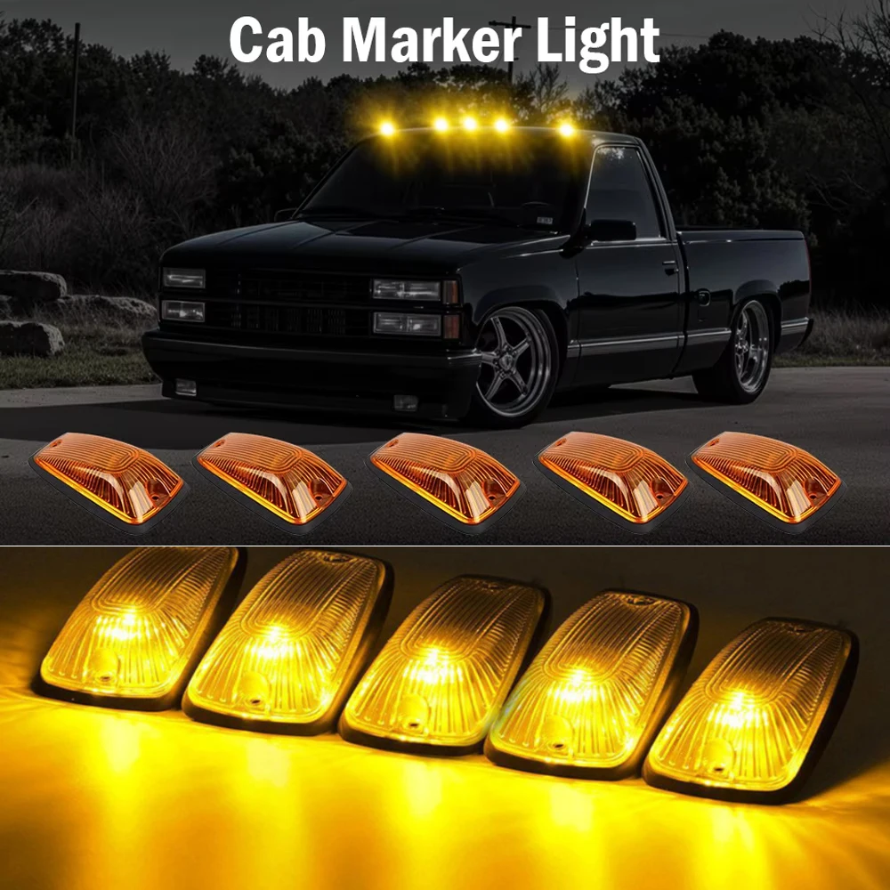 

5pcs Amber Cab Roof Running Top Marker Lights For Chevrolet GMC C/K1500 2500 3500 5500 6000 7000 7500 1988-2002