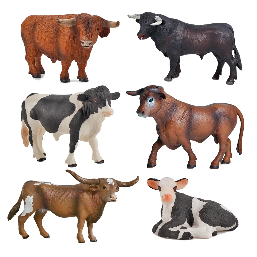 Toy Bulls Cow Cattle Calf Angus Buffalo ox Farm Toy Animals Figures Animal Figurines Action Figure Plastic Toys Games Kids Gifts