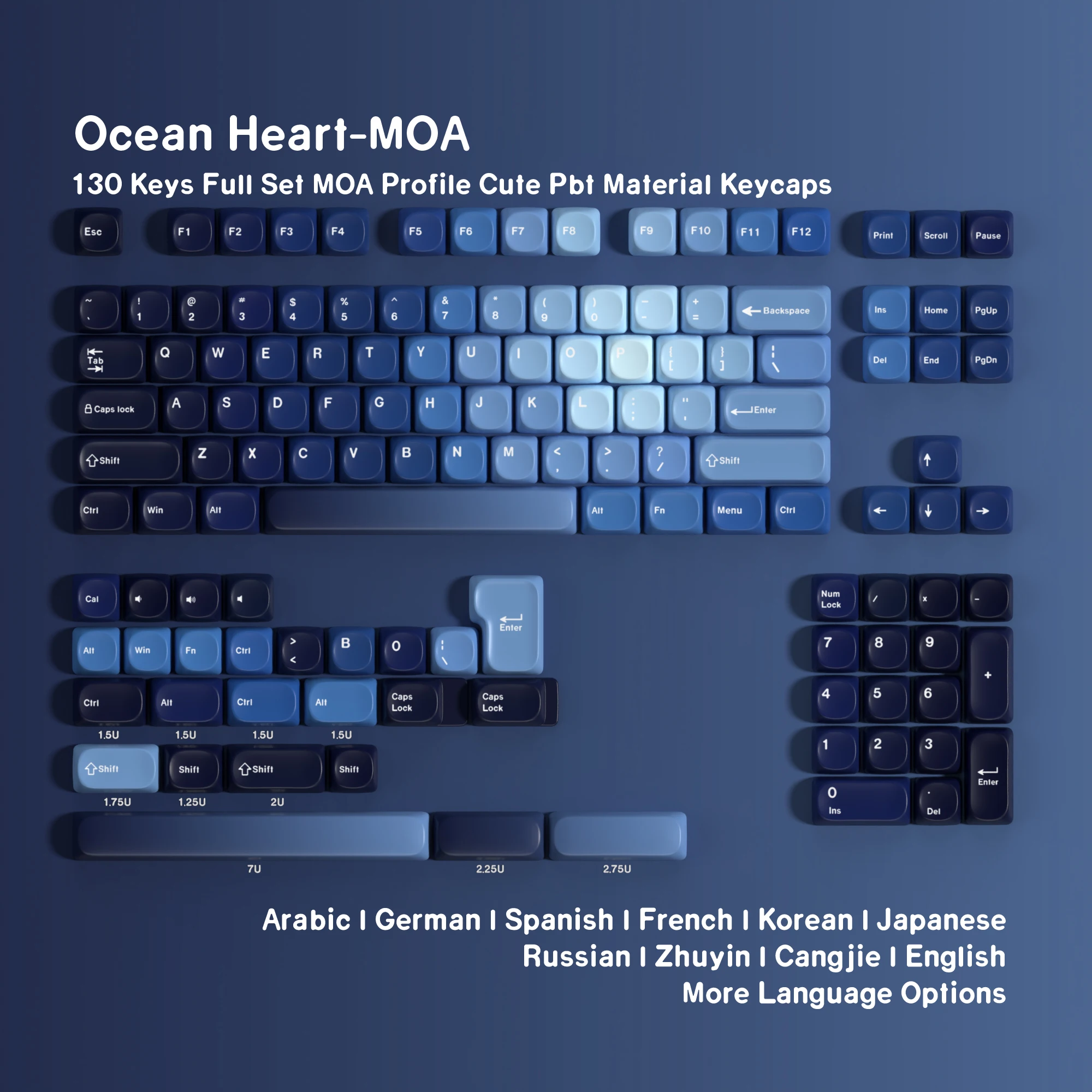 

Moa Ocean Heart Pbt Keycaps 7u Alice Layout Space Keys Big Set Key Caps Ansi Russian Korean ISO Spanish German French Abnt2