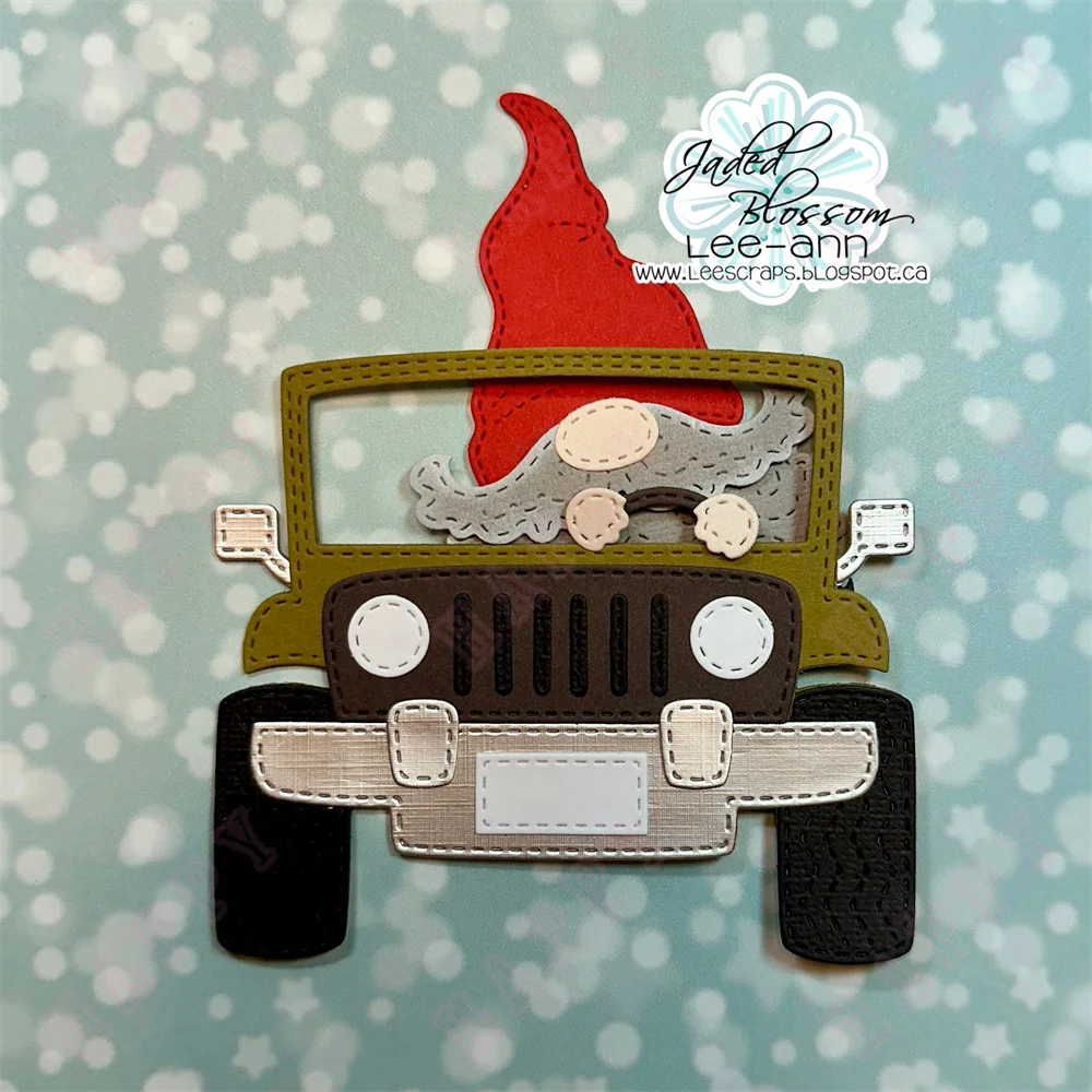 Gnome Car New Metal Cutting Dies Stamps Stencil DIY Scrapbooking Card Paper Cards Handmade Album Car Dies off Road Vehicle 2024